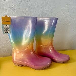 Rainbow Rainboots Size 3 (big kids) Target Brand NWT